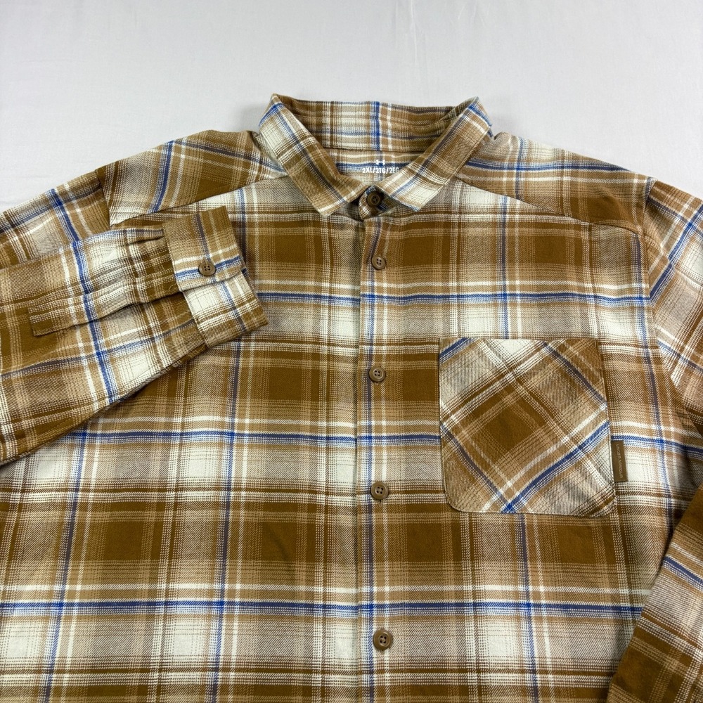 Under Armour Expanse Flannel Shirt Mens 2XL Brown Button Up Long Sleeve